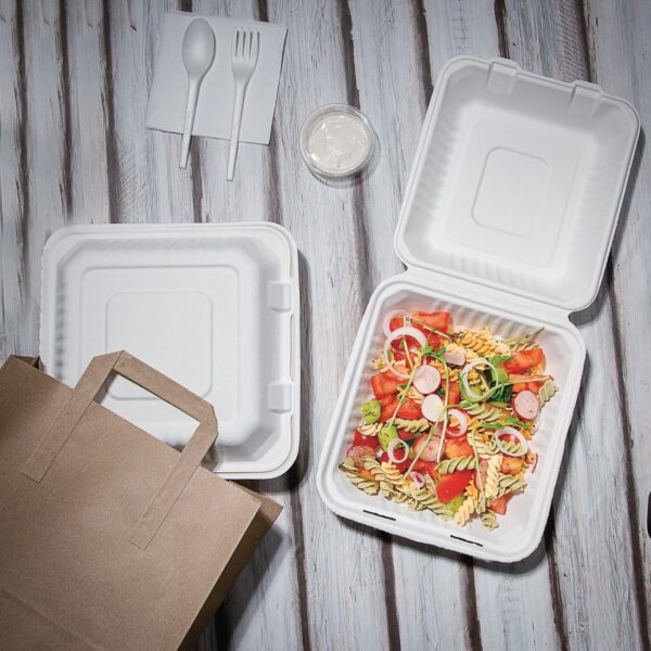 Fiesta Compostable Bagasse Hinged Food Containers 223mm (Pack of 200) - Image 8