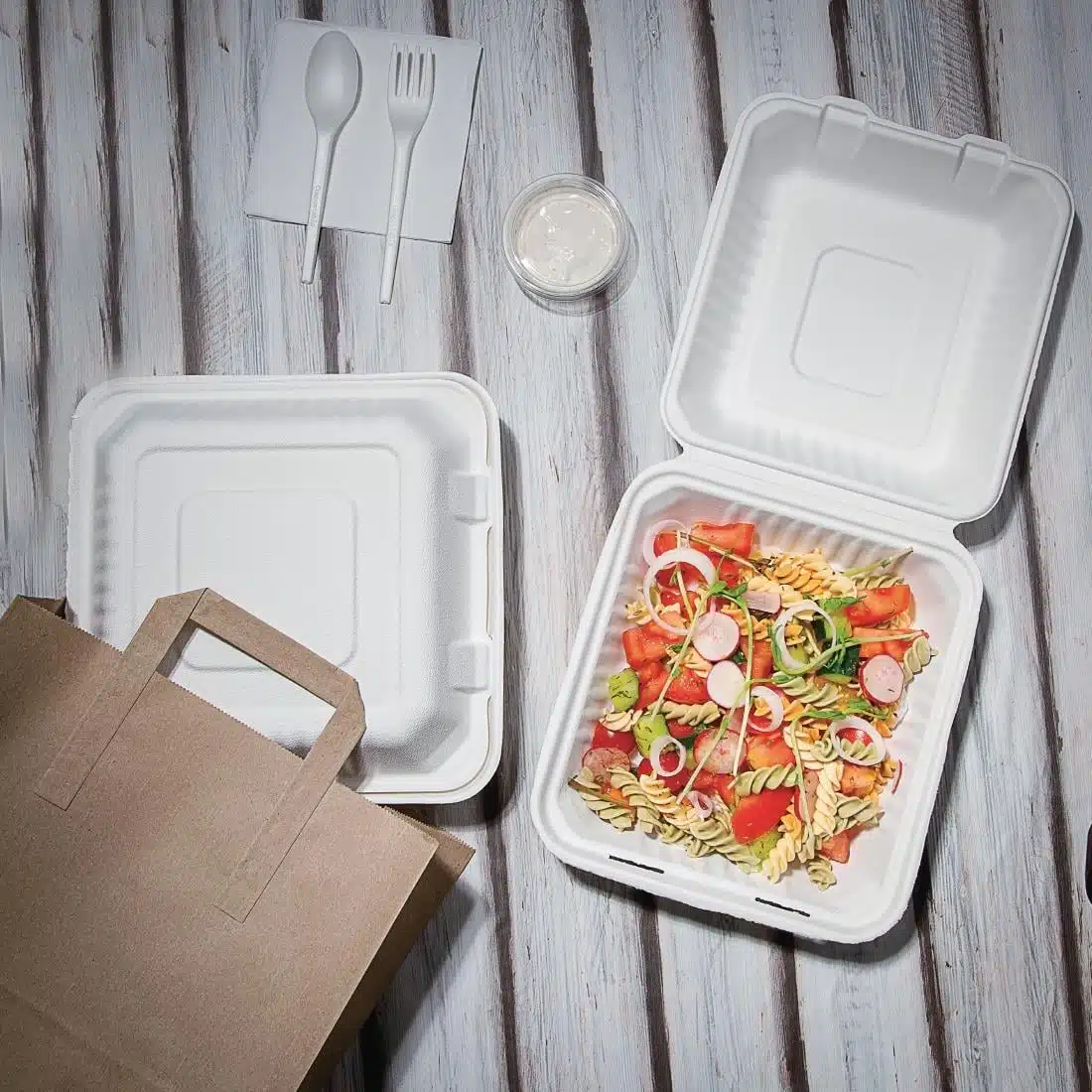 Fiesta Compostable Bagasse Hinged Food Containers 223mm (Pack of 200) - Image 7