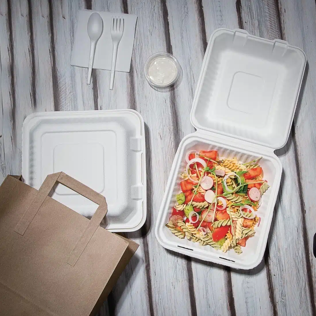 Fiesta Compostable Bagasse Hinged Food Containers 236mm (Pack of 200) - Image 7