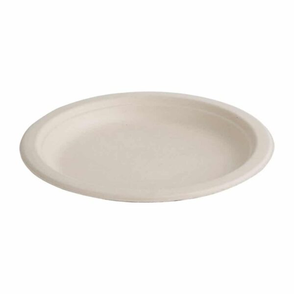 Fiesta Compostable Bagasse Round Plates Natural Colour 181mm (Pack of 50) - Image 2