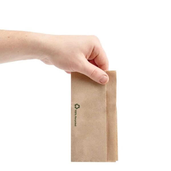 Fiesta Recyclable Recycled Lunch Napkin Kraft 32x30cm 1ply Dispenser Fold (Pack of 6000) - Image 4