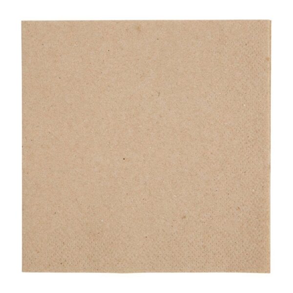 Fiesta Recyclable Recycled Cocktail Napkin Kraft 24x24cm 2ply 1/4 Fold (Pack of 4000) - Image 1