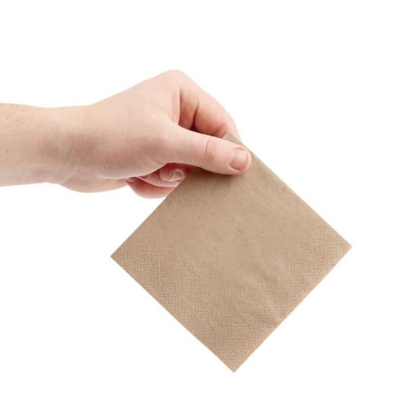 Fiesta Recyclable Recycled Cocktail Napkin Kraft 24x24cm 2ply 1/4 Fold (Pack of 4000) - Image 3
