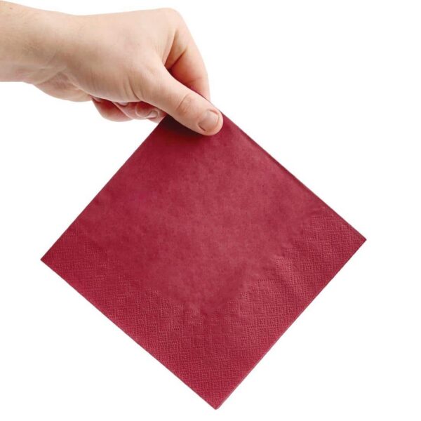 Fiesta Recyclable Lunch Napkin Bordeaux 33x33cm 2ply 1/4 Fold (Pack of 2000) - Image 4