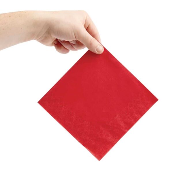 Fiesta Recyclable Lunch Napkin Red 33x33cm 2ply 1/4 Fold (Pack of 2000) - Image 4