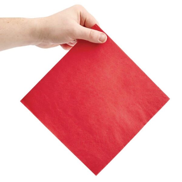 Fiesta Recyclable Dinner Napkin Red 40x40cm 2ply 1/4 Fold (Pack of 2000) - Image 4