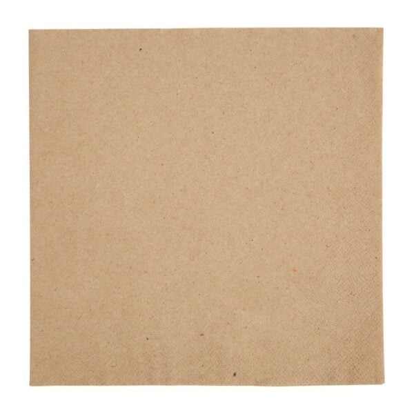 Fiesta Recyclable Recycled Dinner Napkin Kraft 40x40cm 2ply 1/4 Fold (Pack of 2000) - Image 2