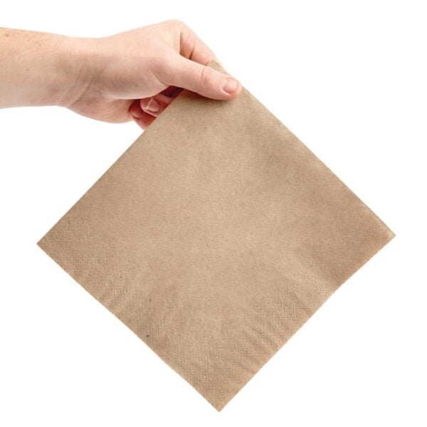 Fiesta Recyclable Recycled Dinner Napkin Kraft 40x40cm 2ply 1/4 Fold (Pack of 2000) - Image 4