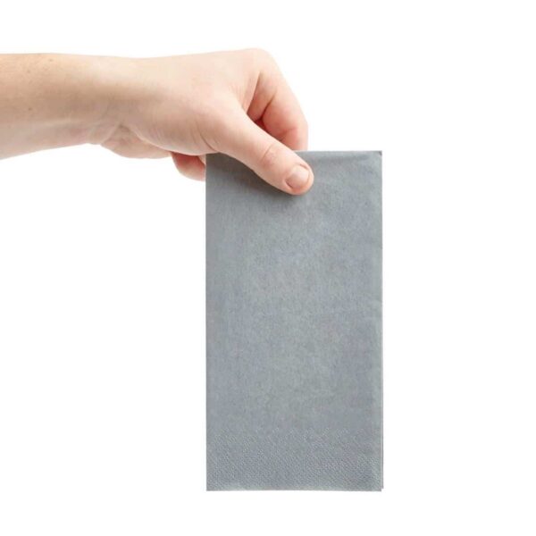 Fiesta Recyclable Dinner Napkin Grey 40x40cm 2ply 1/8 Fold (Pack of 2000) - Image 4