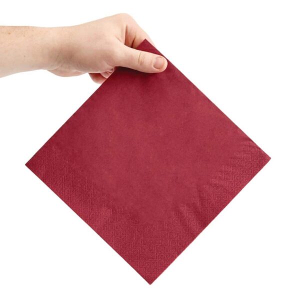 Fiesta Recyclable Dinner Napkin Bordeaux 40x40cm 3ply 1/4 Fold (Pack of 1000) - Image 4