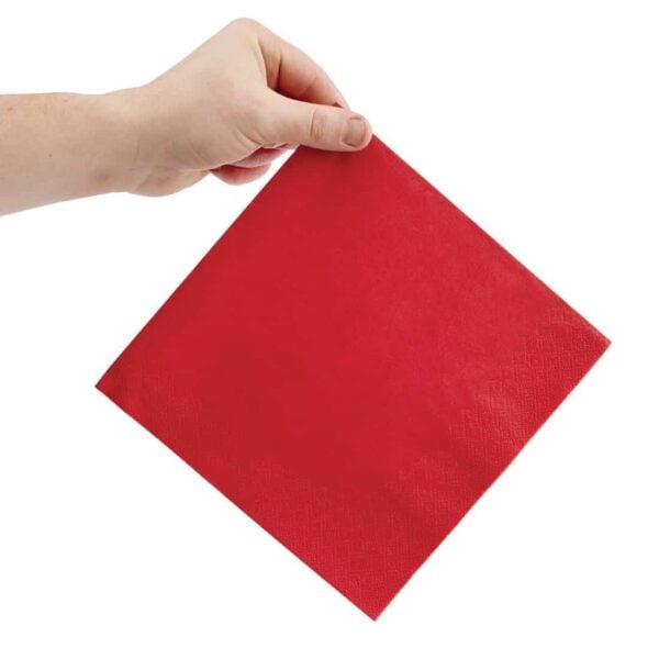 Fiesta Recyclable Dinner Napkin Red 40x40cm 3ply 1/4 Fold (Pack of 1000) - Image 4