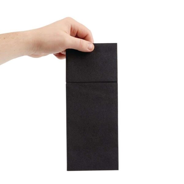 Fiesta Recyclable Premium Tablin Dinner Napkin Black 48x40cm Airlaid Pocket Fold (Pk 400) - Image 4