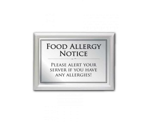 Food Allergy Notice Restaurant Sign - Silver