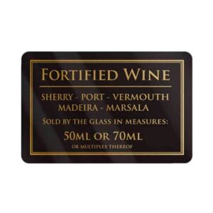 Fortified Wine by the Glass 50ml & 70ml Bar Sign - Black