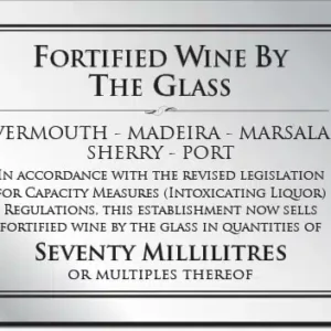 Fortified Wine by the glass 70ml Bar Sign  - Silver