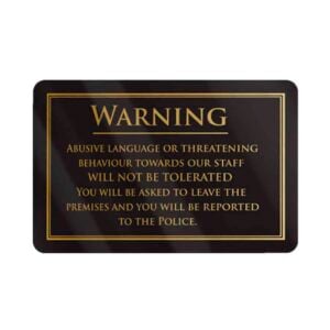 Foul and Abusive Language Bar Sign - Black