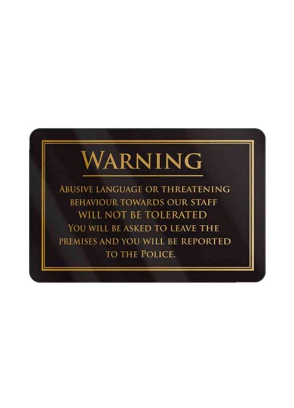 Foul and Abusive Language Bar Sign - Black