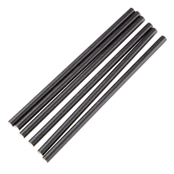 Fiesta Compostable Individually Wrapped Paper Cocktail Stirrer Straws Black (Pack of 250) - Image 2