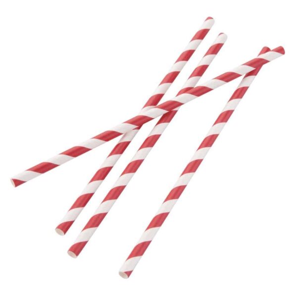Fiesta Compostable Individually Wrapped Paper Straws Red Stripes (Pack of 250) - Image 2