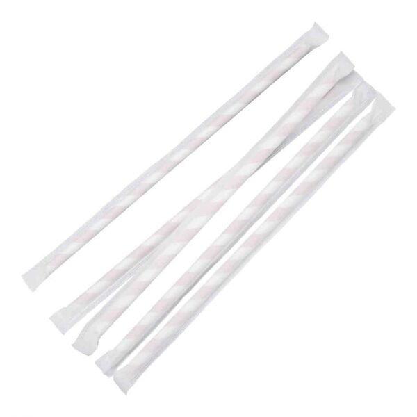 Fiesta Compostable Individually Wrapped Paper Straws Red Stripes (Pack of 250) - Image 6