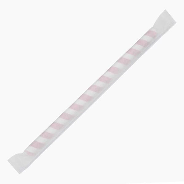 Fiesta Compostable Individually Wrapped Paper Smoothie Straws Red Stripes (Pack of 250) - Image 5