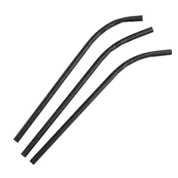 Fiesta Compostable Individually Wrapped Bendy Paper Straws Black (Pack of 250) - Image 2