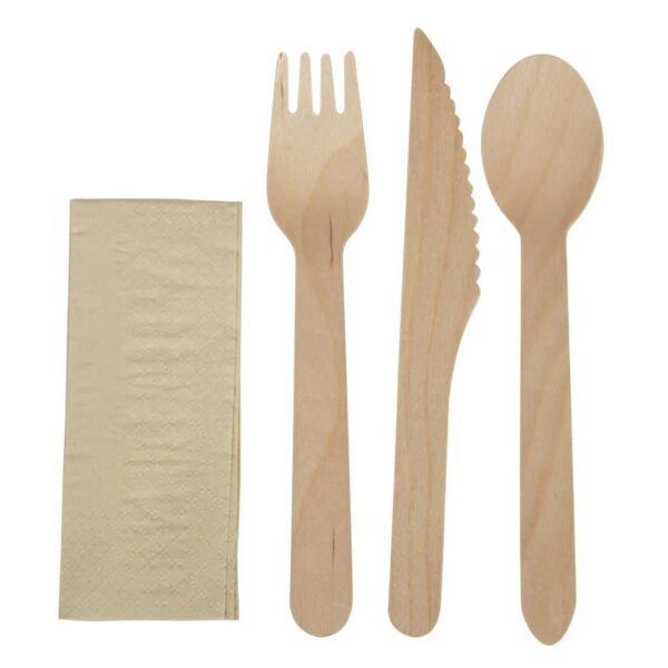 eGreen Individually Kraft Wrapped 4-in-1 Wooden Cutlery Set (Pack of 250) - Image 5