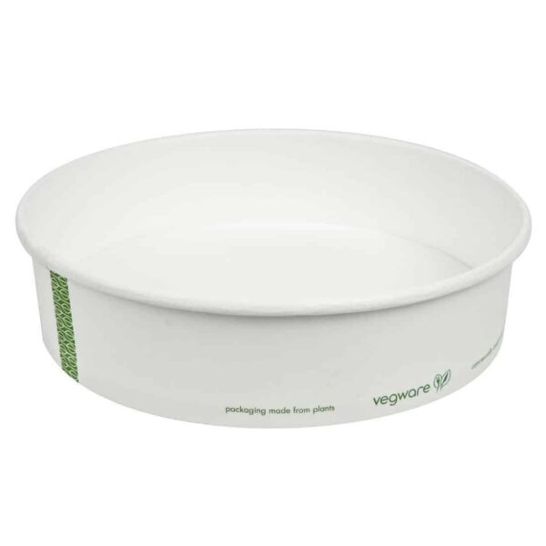 Vegware 185-Series Compostable Bon Appetit Wide PLA-lined Paper Food Bowls 26oz (Pack of 300) - Image 2