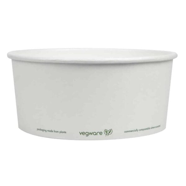 Vegware 185-Series Compostable Bon Appetit Wide PLA-lined Paper Food Bowls 48oz (Pack of 300) - Image 2