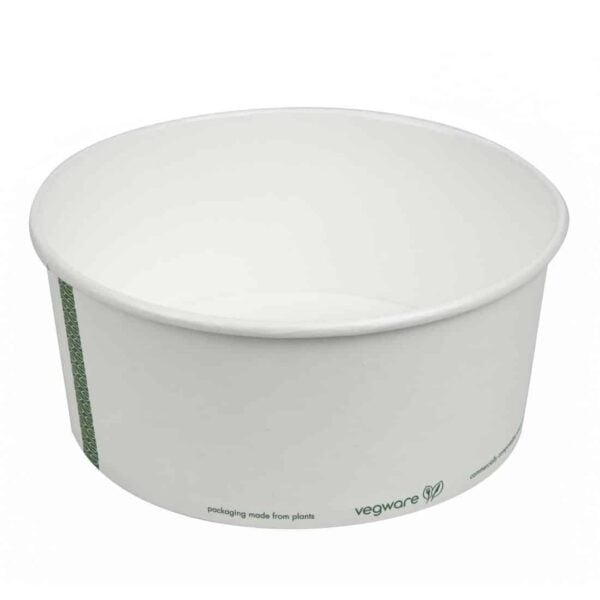 Vegware 185-Series Compostable Bon Appetit Wide PLA-lined Paper Food Bowls 48oz (Pack of 300) - Image 3