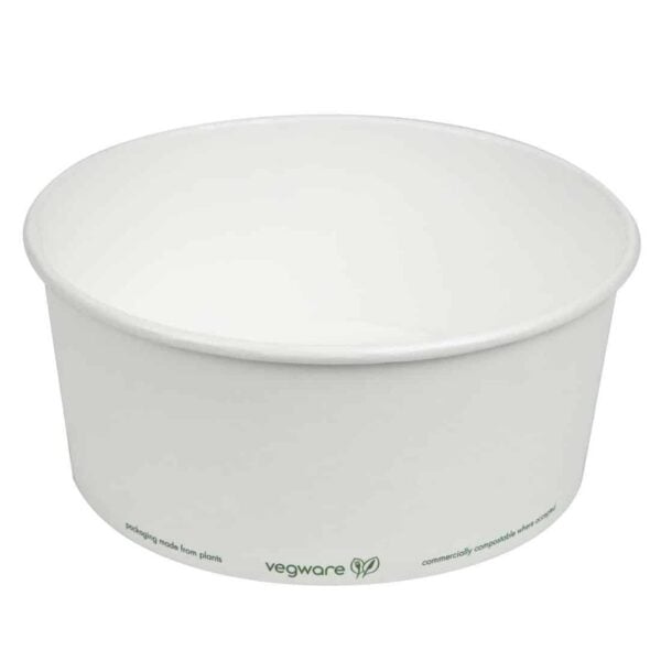 Vegware 185-Series Compostable Bon Appetit Wide PLA-lined Paper Food Bowls 48oz (Pack of 300) - Image 4