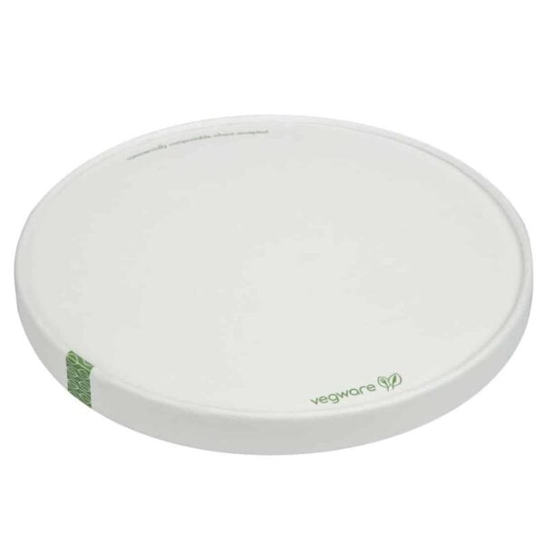 Vegware 185-Series Compostable Bon Appetit Wide PLA-lined Paper Food Bowl Lid (Pack of 300) - Image 2