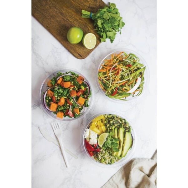 Vegware 185-Series Compostable Bon Appetit Wide PLA Salad Bowls 24oz (Pack of 300) - Image 7
