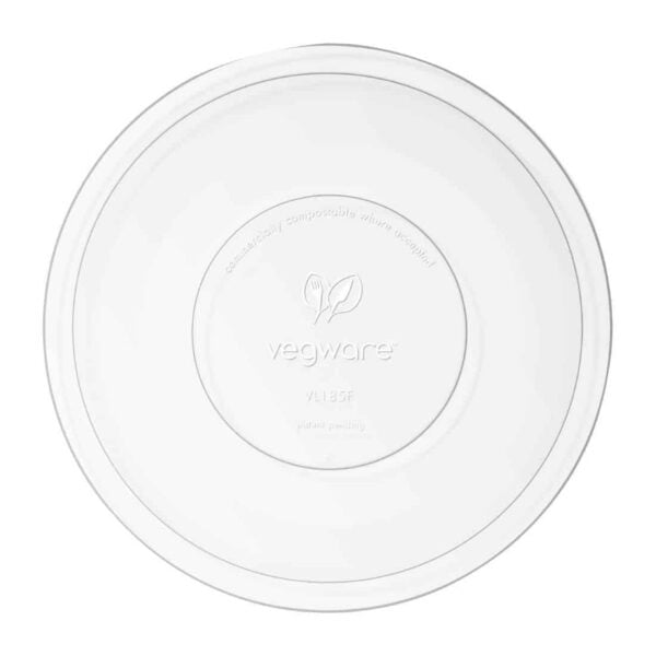 Vegware 185-Series Compostable Bon Appetit Wide Bowl PLA Flat Lid (Pack of 300)