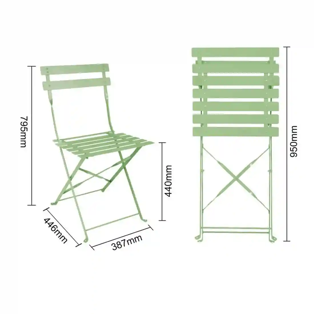Bolero Perth Light Green Pavement Style Steel Folding Chairs (Pack of 2) - Image 6