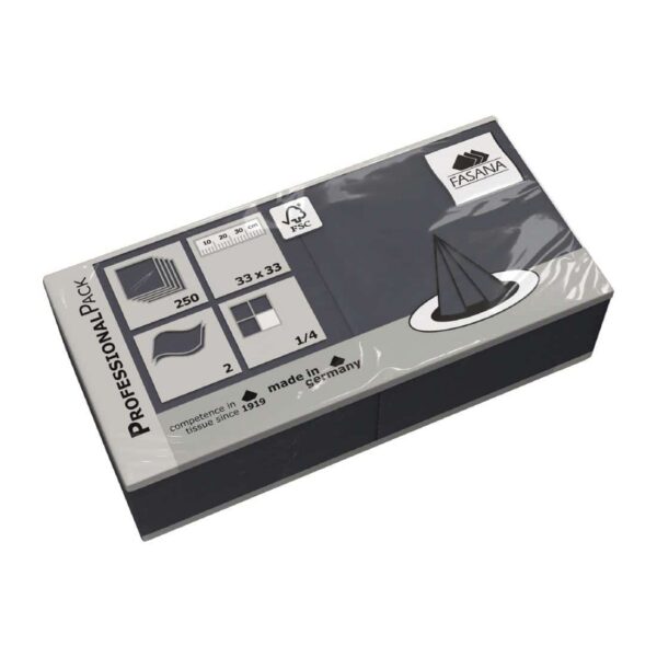 Fasana Lunch Napkin Black 33x33cm 2ply 1/4 Fold (Pack of 1500) - Image 3