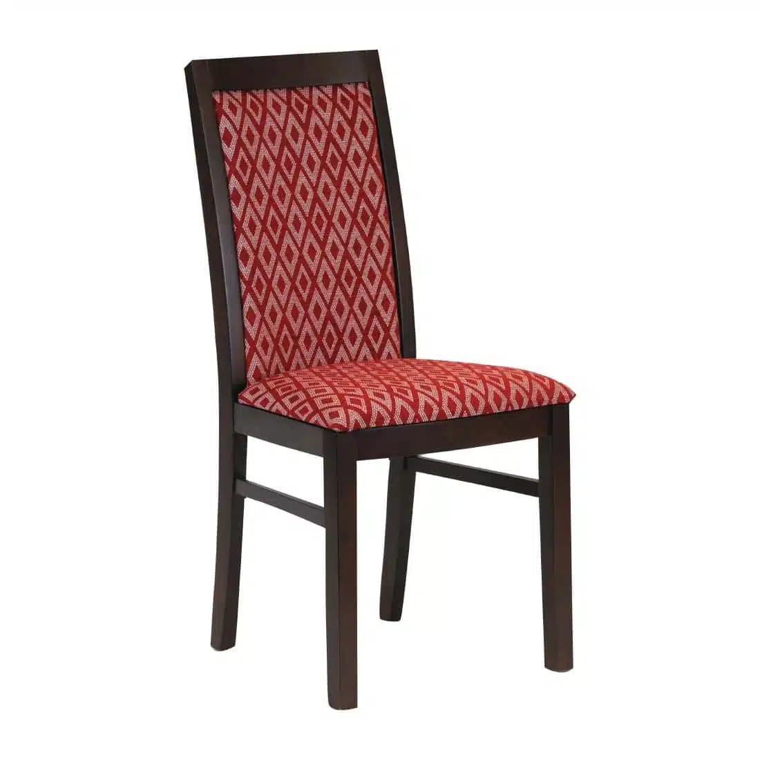 Brooklyn Padded Back Dark Walnut Dining Chair with Red Diamond Padded Seat and Back (Pack of 2) - Image 1