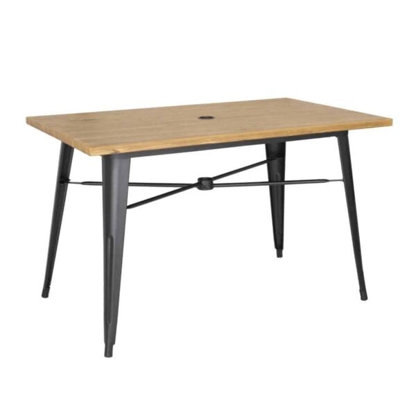 Bolero Complete Outdoor Aluminium Table 120x76x76cm - Light Wood Effect Finish - Image 2