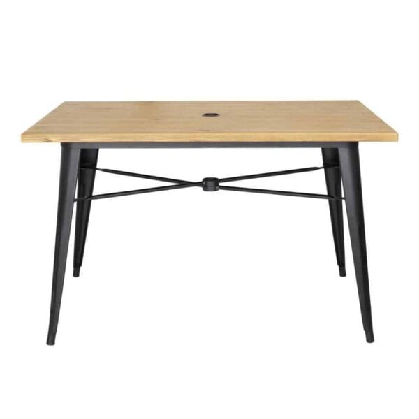 Bolero Complete Outdoor Aluminium Table 120x76x76cm - Light Wood Effect Finish - Image 3