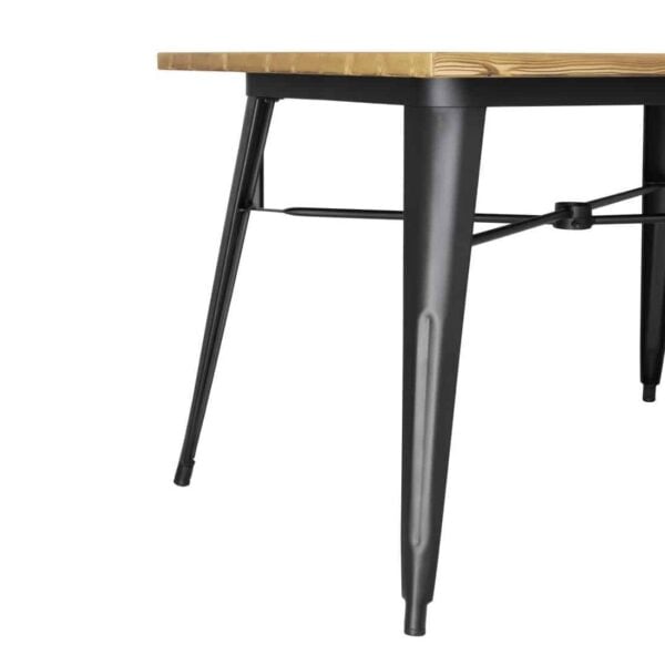Bolero Complete Outdoor Aluminium Table 120x76x76cm - Light Wood Effect Finish - Image 4