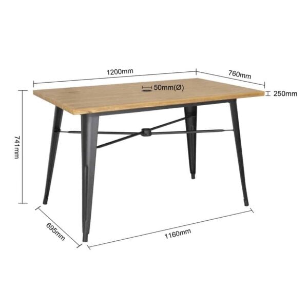 Bolero Complete Outdoor Aluminium Table 120x76x76cm - Light Wood Effect Finish - Image 8