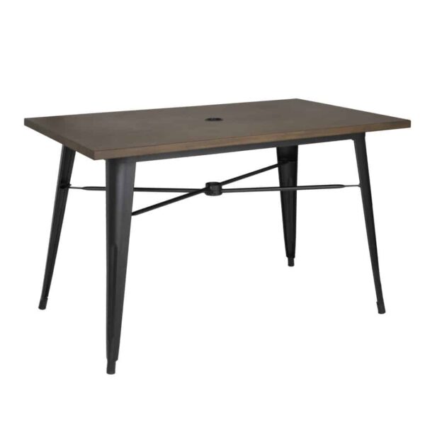 Bolero Complete Outdoor Aluminium Table 120x76x76cm - Dark Wood Effect Finish - Image 1