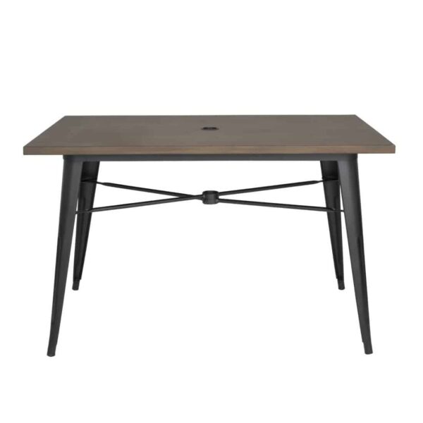 Bolero Complete Outdoor Aluminium Table 120x76x76cm - Dark Wood Effect Finish - Image 2