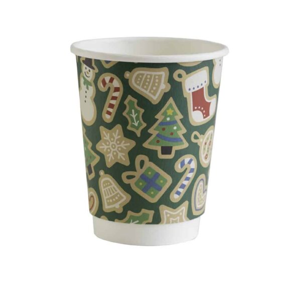 Vegware Double Wall Green Christmas Cup 89-Series 12oz (Pack of 500) - Image 2