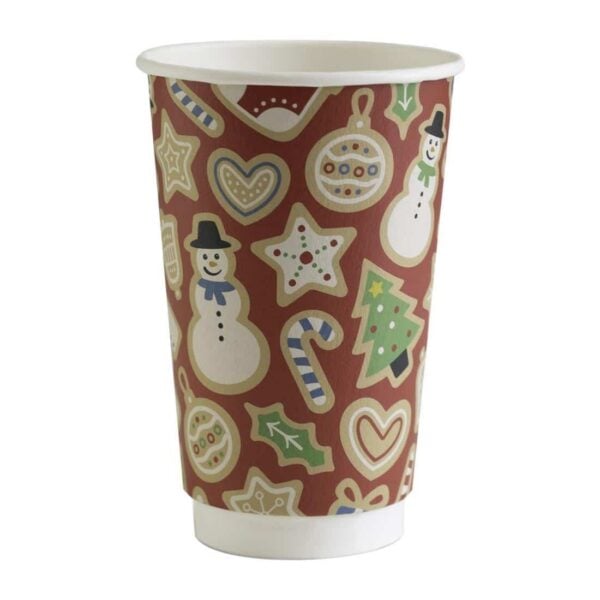 Vegware Double Wall Red Christmas Cup 89-Series 16oz (Pack of 400) - Image 2