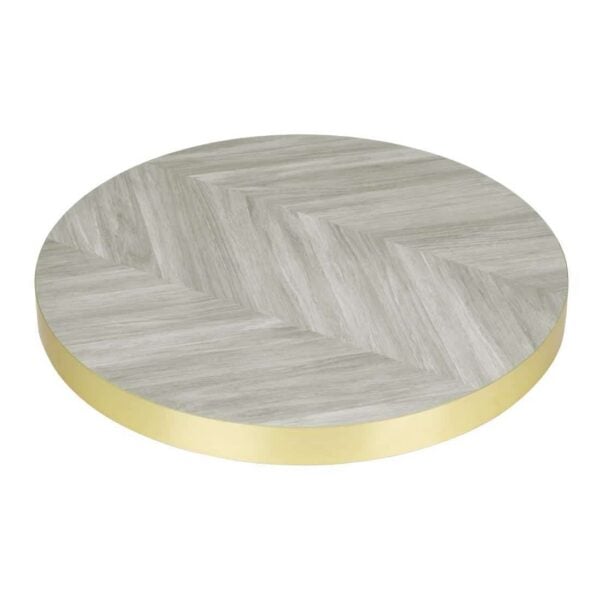Bolero Pre-Drilled Round Table Top Chevron Design 600mm - Image 2