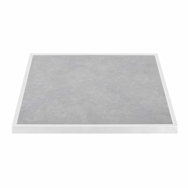 Bolero Light Grey Stone Effect Outdoor Tempered Glass Table Top White Trim 700mm - Image 2