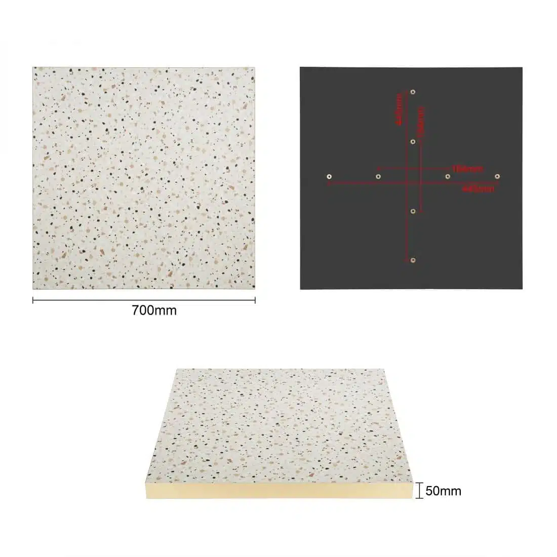 Bolero Terrazzo Style Square Table Top 700x700mm - Image 5