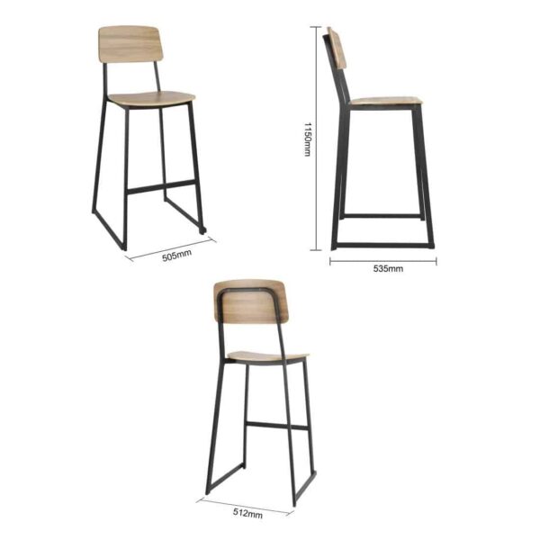 Bolero Beaufort Wooden Interior High Stools (Pack of 2) - Image 7
