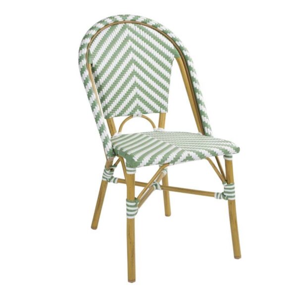 Bolero Parisian Style Rattan Side Chair Light Green (Pack of 2) - Image 2